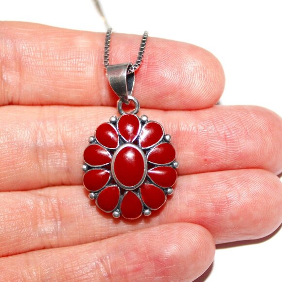Sterling Silver Red Resin Necklace - Picture 8 of 8